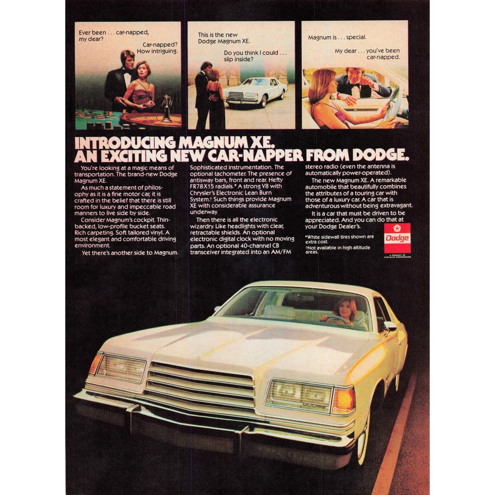 1979 Dodge‎ Magnum XE Car Napper Vintage Advertisement Poster Print Ad